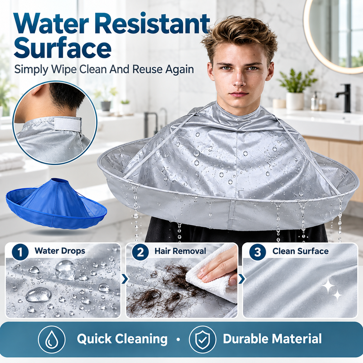 🎁 Portable Waterproof Hair Cutting Cape – Reusable Hair Catcher Bib for Easy Home Haircuts