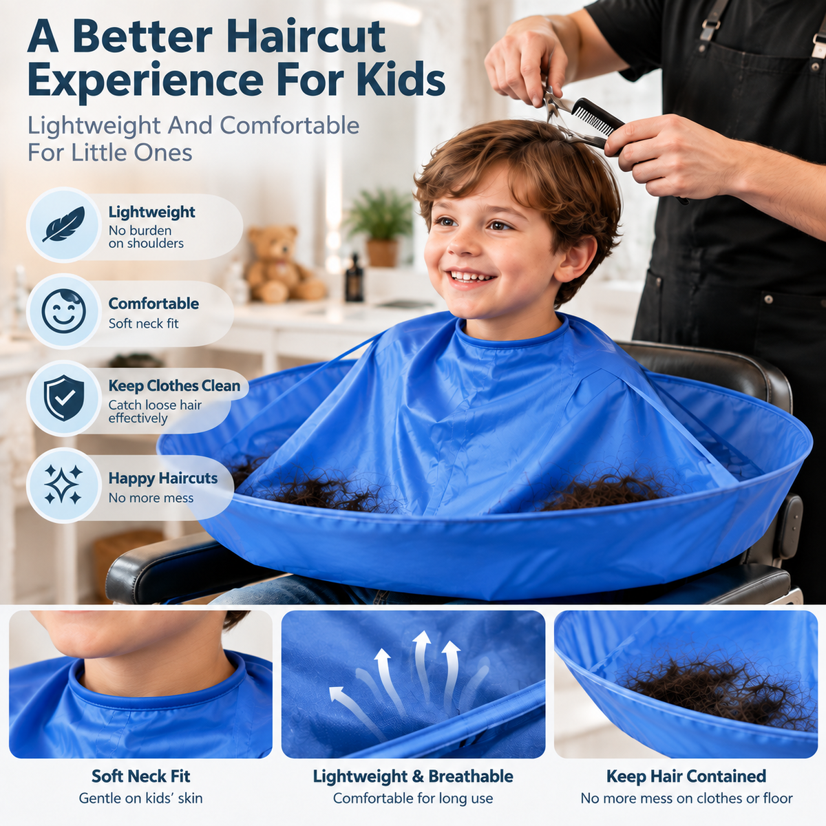 🎁 Portable Waterproof Hair Cutting Cape – Reusable Hair Catcher Bib for Easy Home Haircuts
