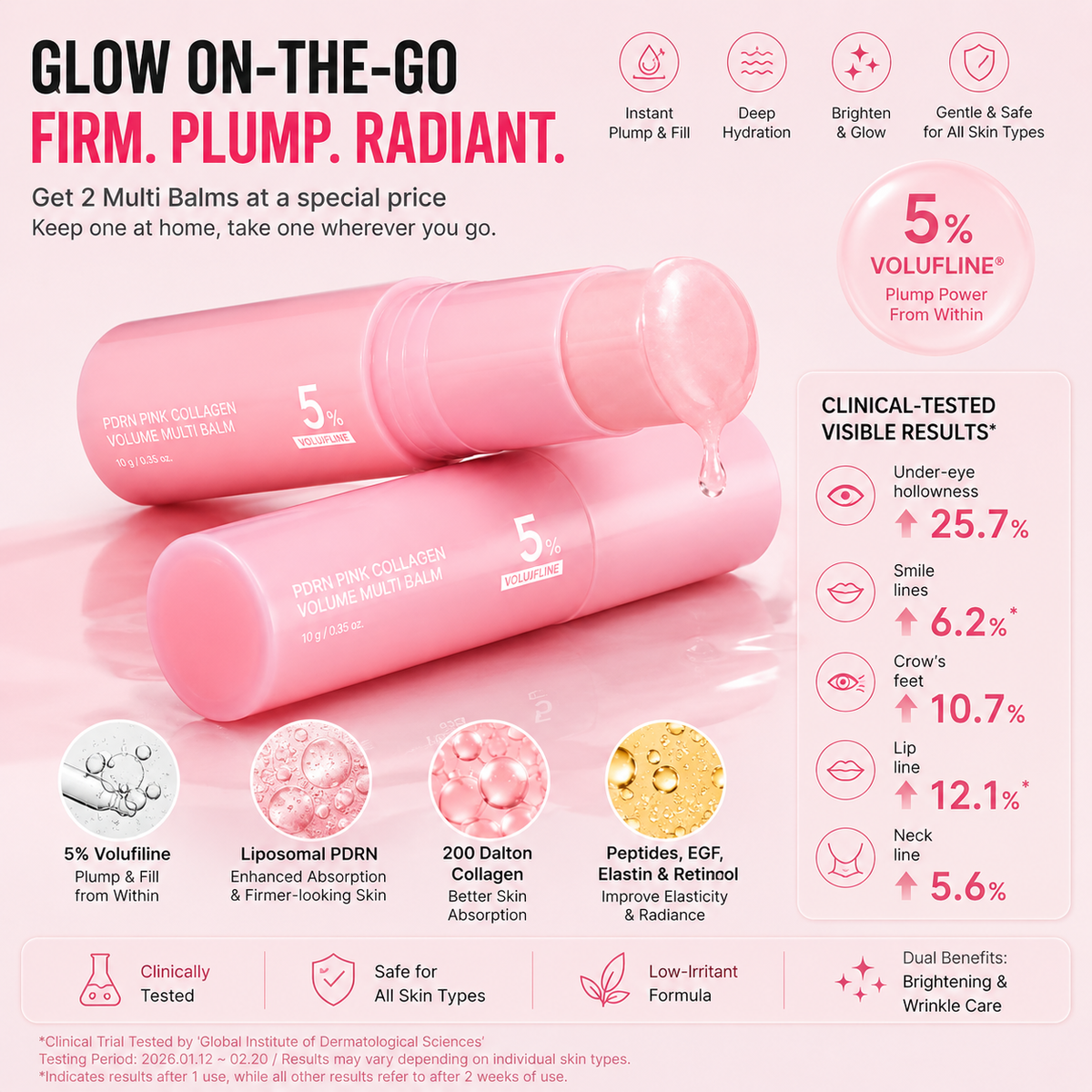 💞50K+ SOLD! ✨Pink Collagen Volume Multi Balm