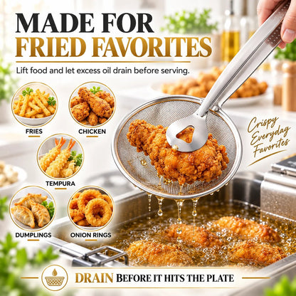 💞70K+ SOLD! ✨2-in-1 Spider Strainer Tongs – Stainless Steel Frying & Draining Tool