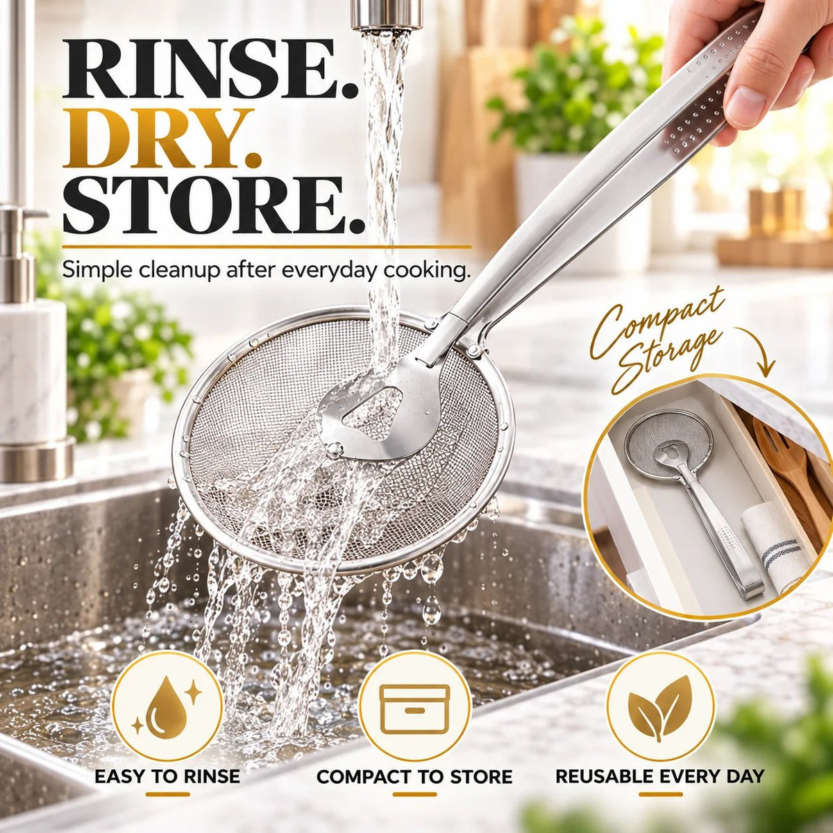 💞70K+ SOLD! ✨2-in-1 Spider Strainer Tongs – Stainless Steel Frying & Draining Tool